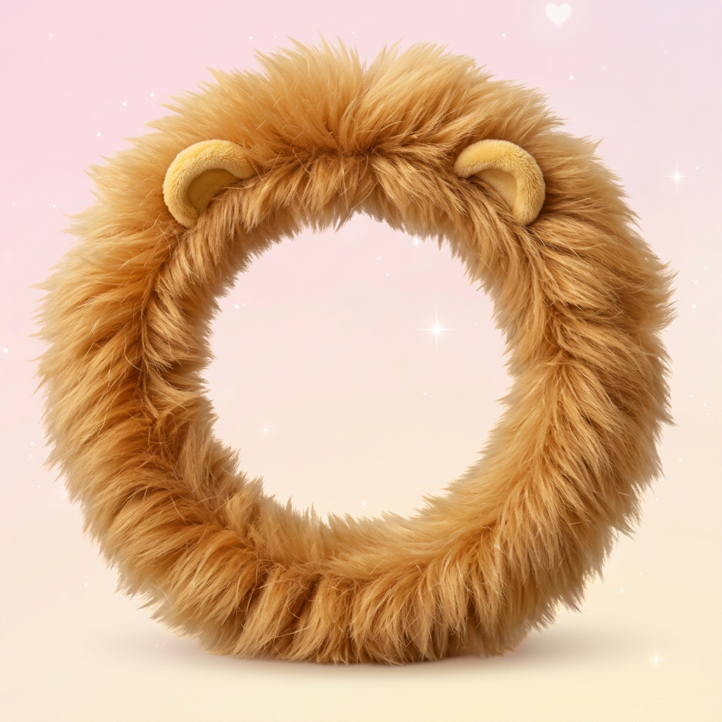 Goldener Löwen-Lenkradbezug mit extra flauschiger Mähne