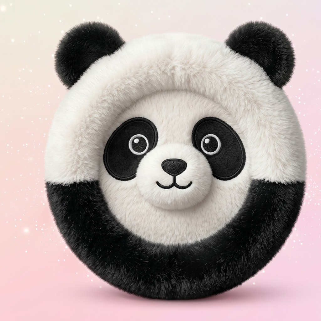 Weiß-schwarzer Panda Lenkradbezug mit Öhrchen und Gesicht