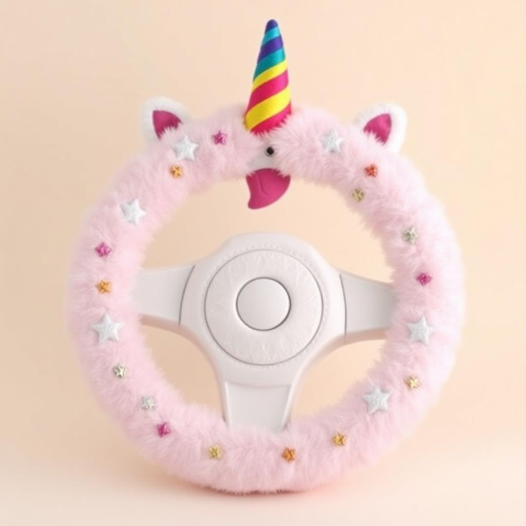 Einhorn Lenkradbezug mit Regenbogen-Horn und Sternen für Kinder