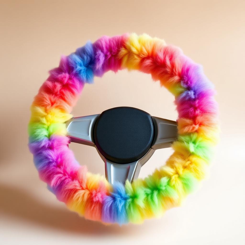 Regenbogen Lenkradbezug flauschig für Kinder