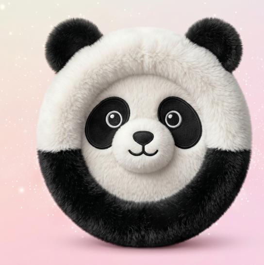 Kuschel-Lenkrad Design Panda – flauschiger Plüsch-Lenkradbezug von NanaBande für Kinderfahrzeuge und Hori Racing Wheel